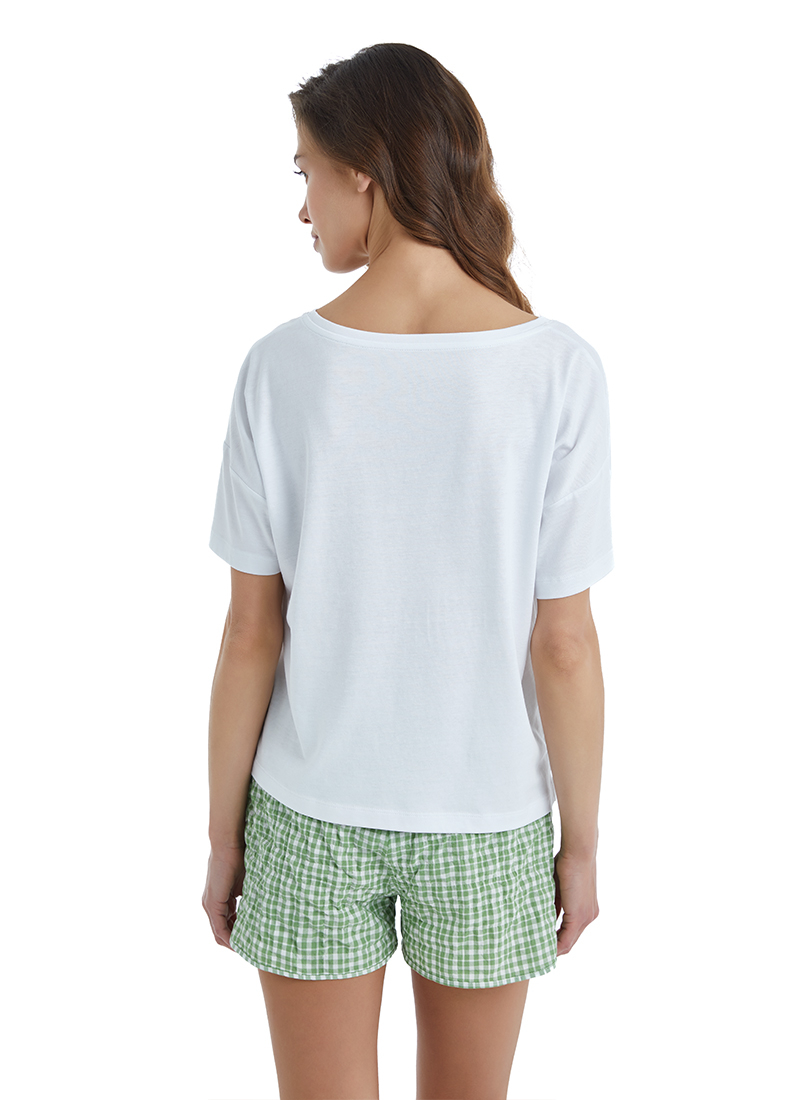 Kadın Crop T-Shirt 60409 - Beyaz - 3