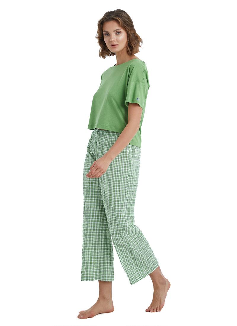Kadın Crop T-Shirt 60409 - Yeşil - 2