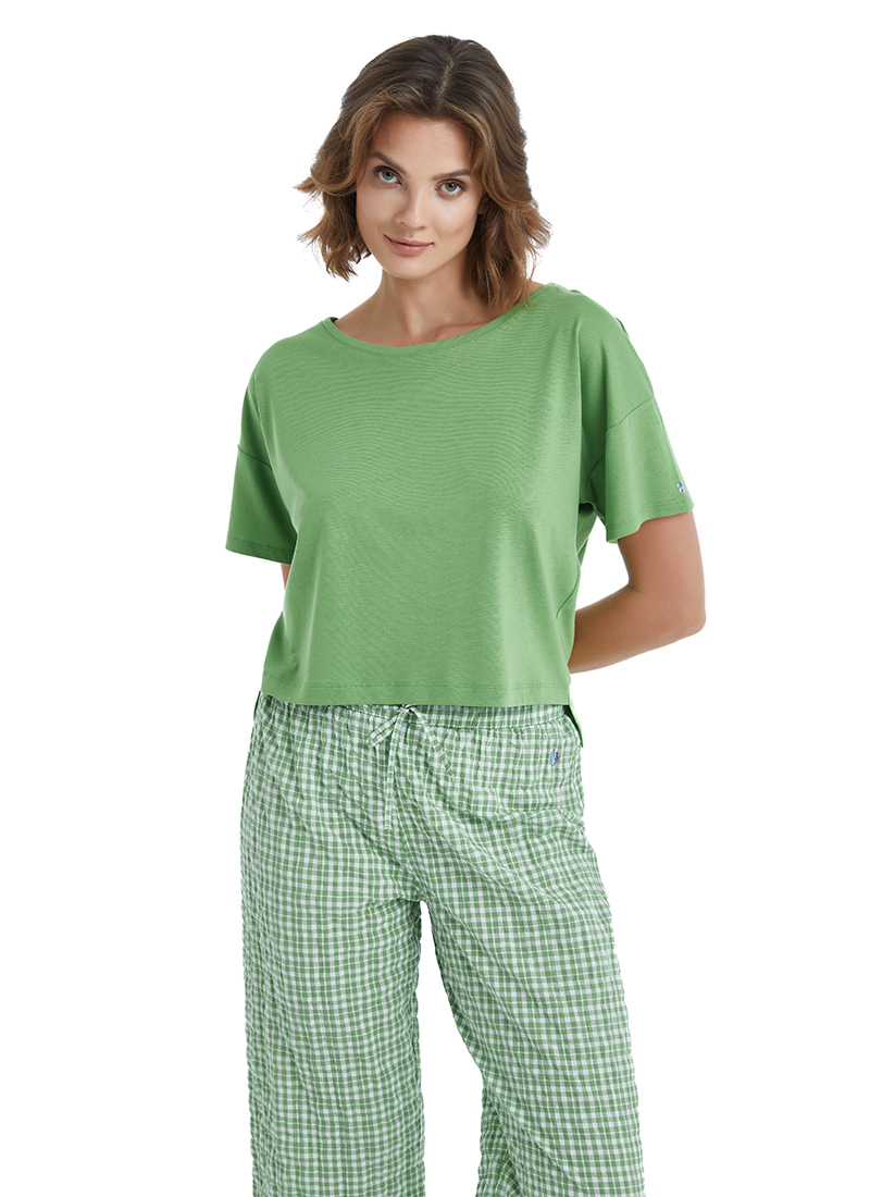 Kadın Crop T-Shirt 60409 - Yeşil - 3