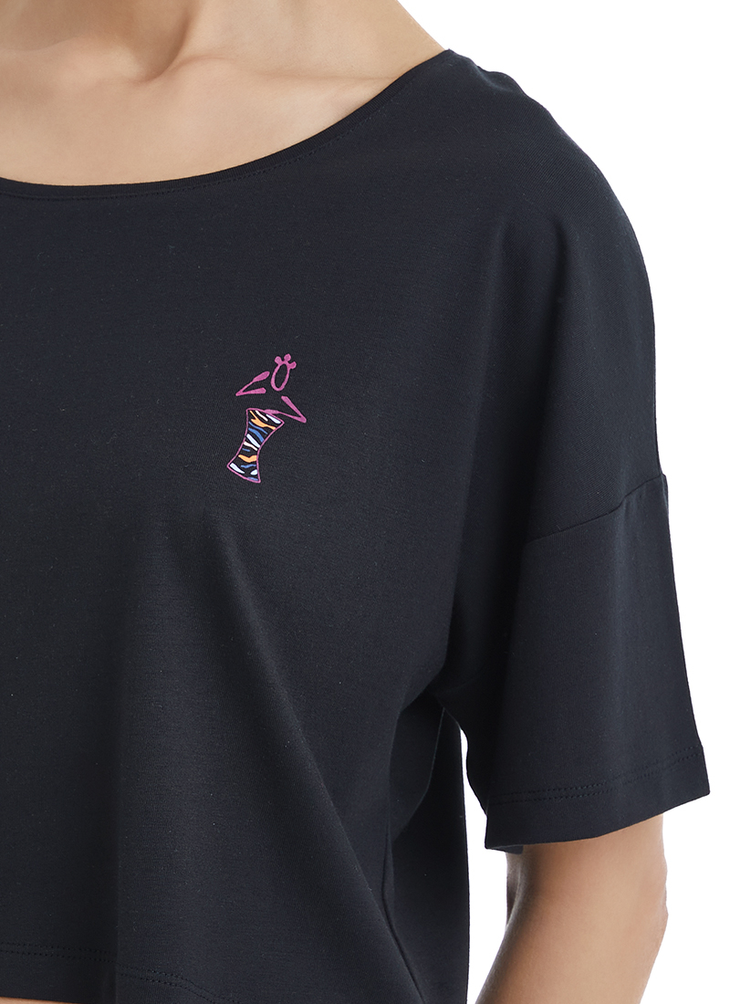Kadın Crop T-Shirt 60423 - Siyah - 2