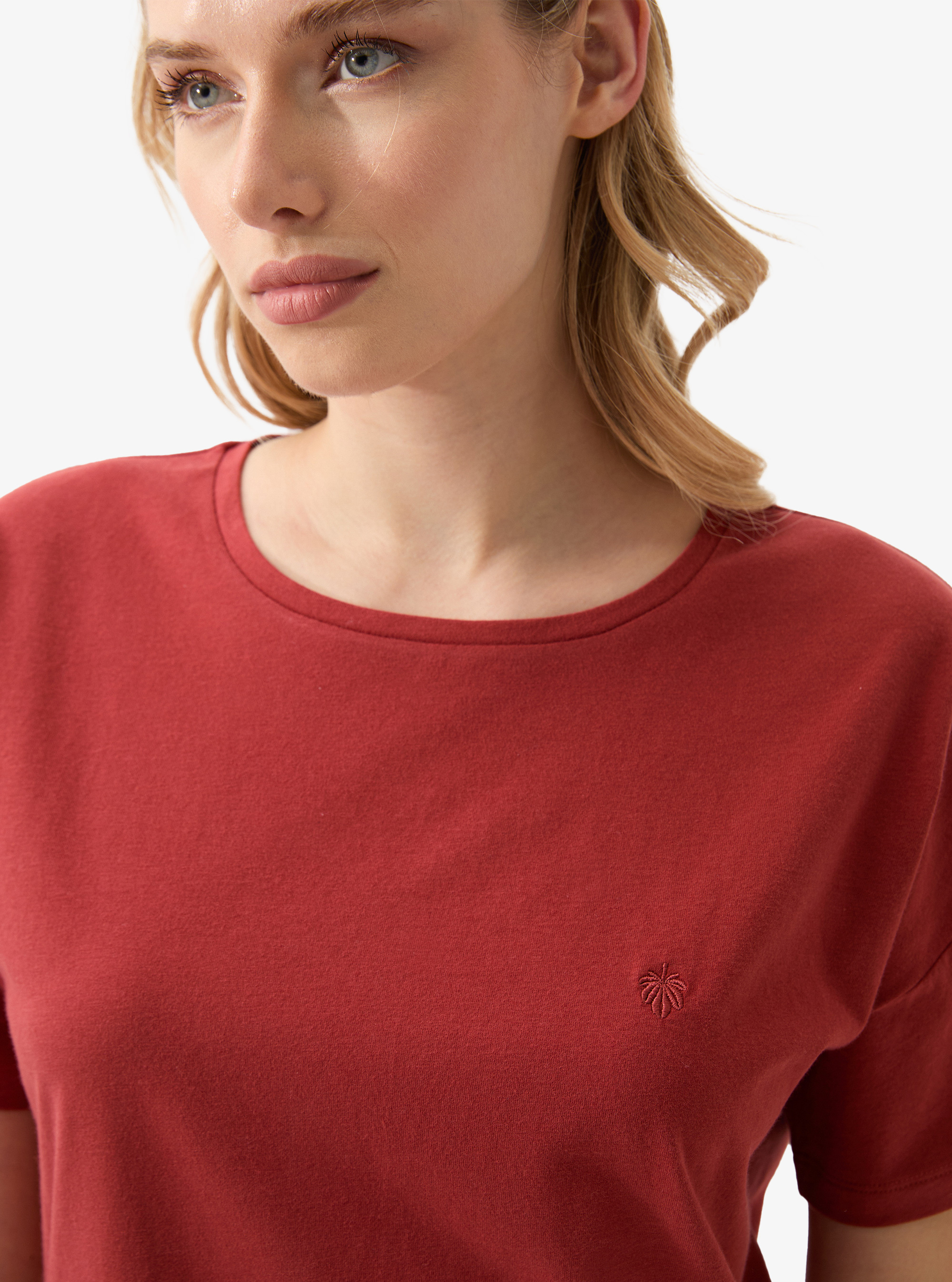 Kadın Crop T-Shirt 60586 - Mürdüm