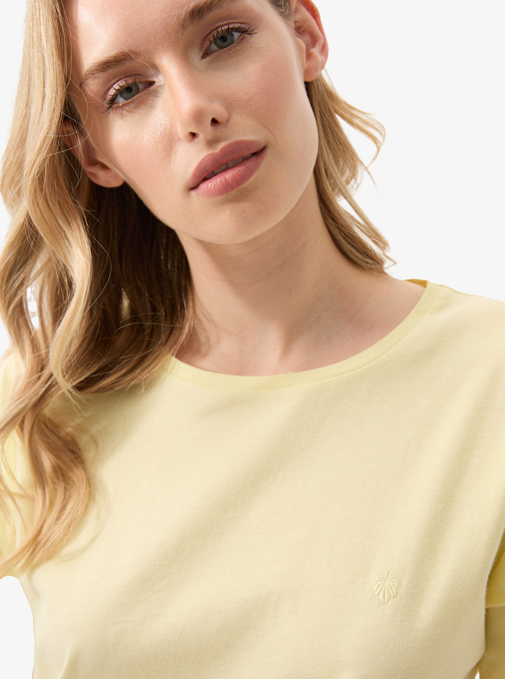 Kadın Crop T-Shirt 60586 - Sarı