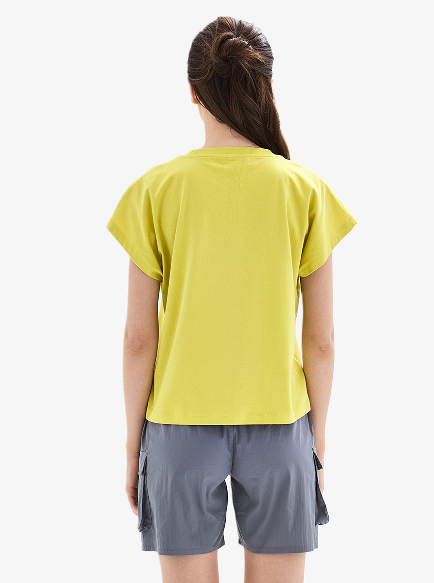 Kadın Crop T-Shirt 60627 - Sarı - 3