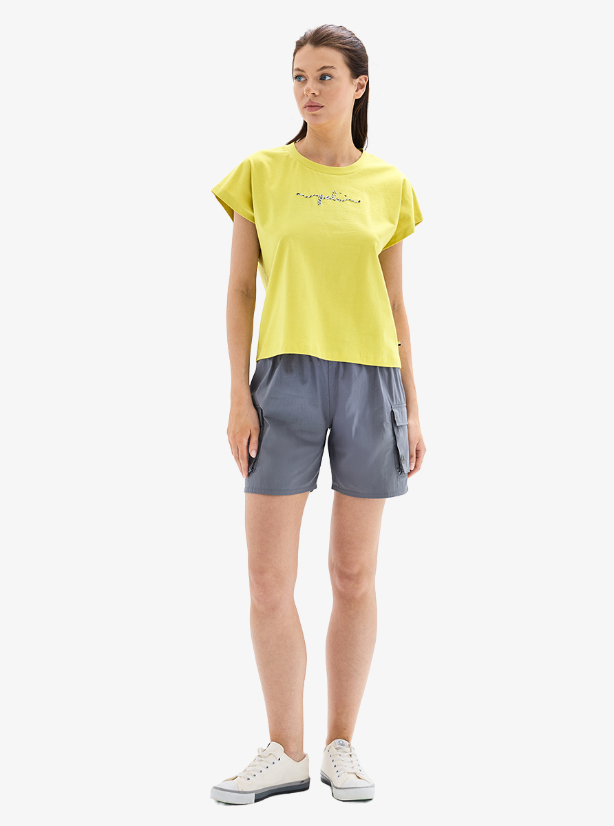 Kadın Crop T-Shirt 60627 - Sarı - 4