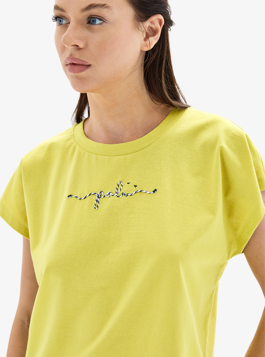 Kadın Crop T-Shirt 60627 - Sarı - Blackspade
