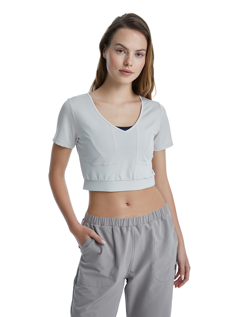 Kadın Crop T-Shirt 70514 - Gri - 1