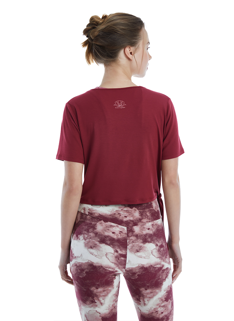 Kadın Crop T-Shirt 70526 - Bordo - 4