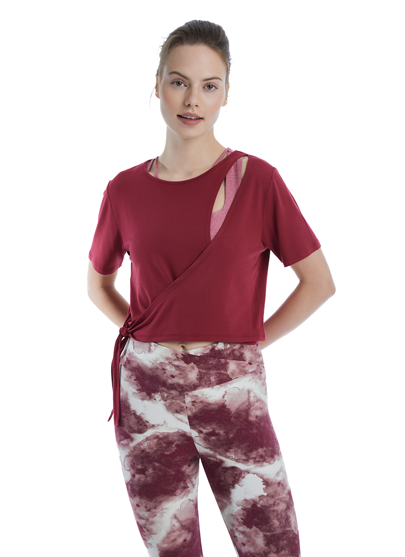 Kadın Crop T-Shirt 70526 - Bordo - 3