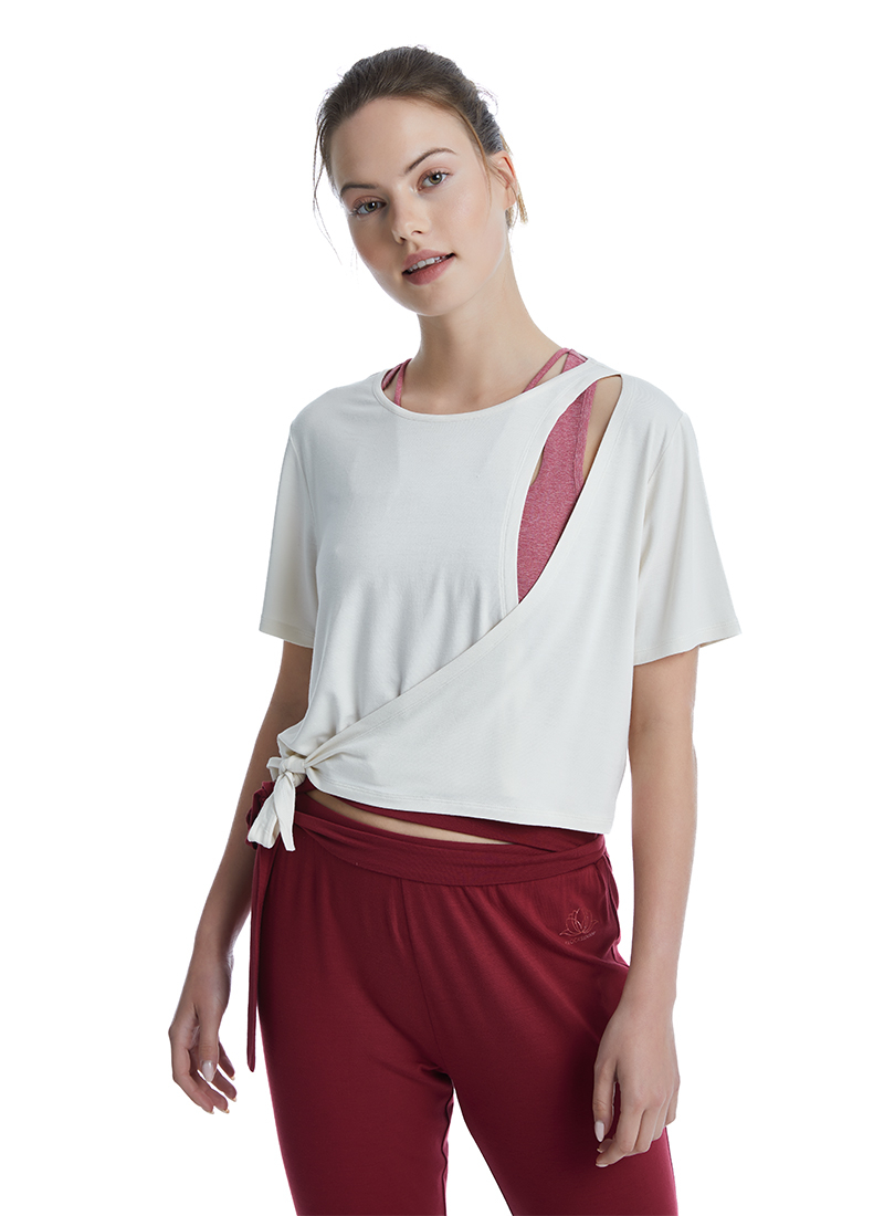 Kadın Crop T-Shirt 70526 - Krem - 3