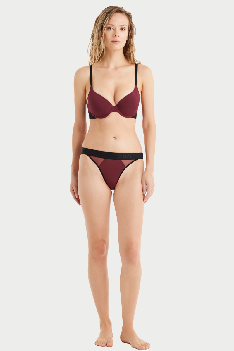 Kadın Destekli Sütyen 51646 - Bordo - 2