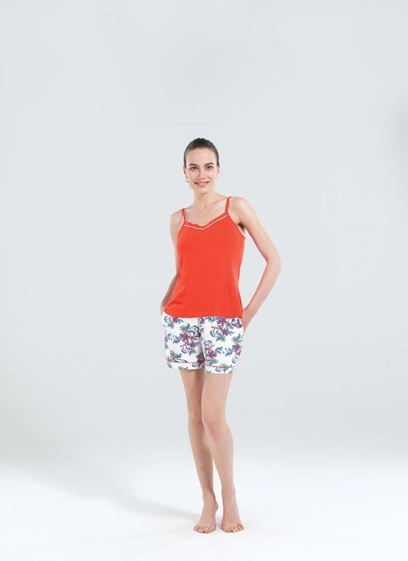 Kadın Kısa Pijama Takımı 50142 - Nar Çiçeği - 1
