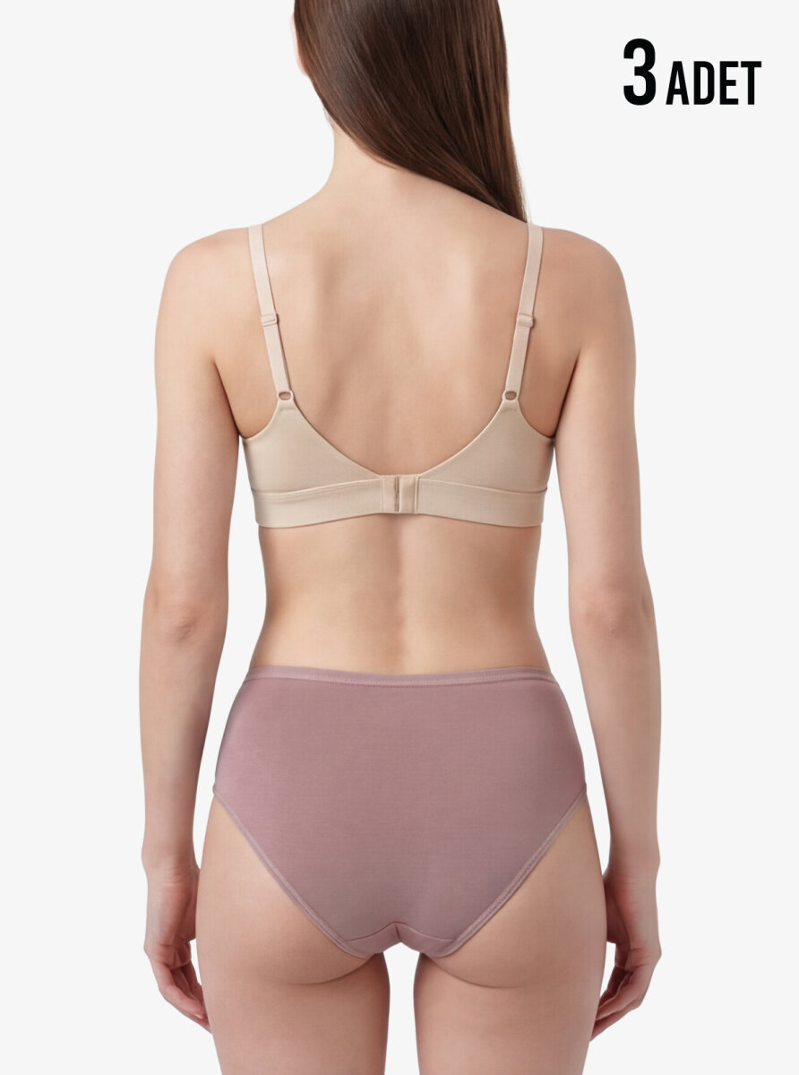 Kadın Külot 3'lü Paket Essential 1577 - Mor Pembe Denim - 3
