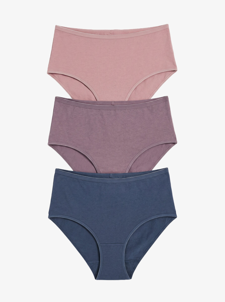 Kadın Külot 3'lü Paket Essential 1577 - Mor Pembe Denim - Blackspade (1)