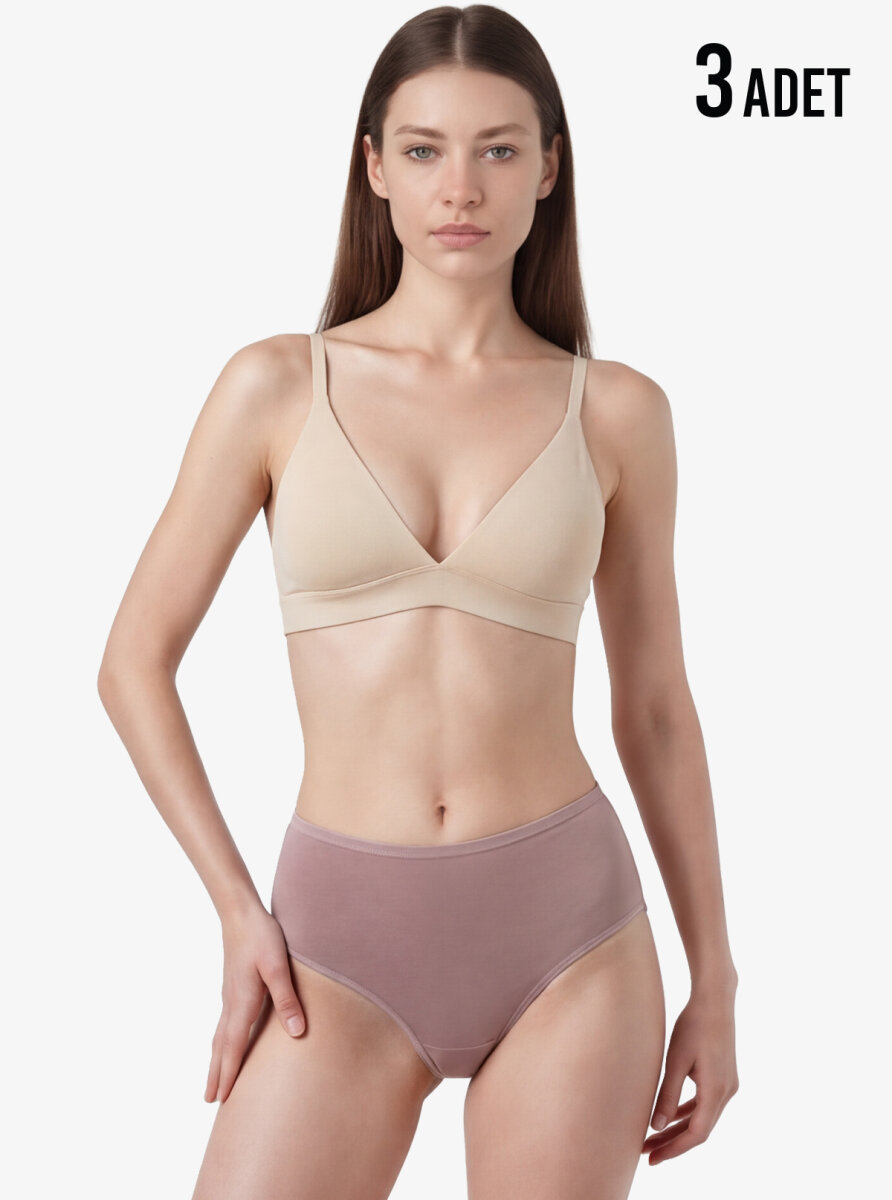 Kadın Külot 3'lü Paket Essential 1577 - Mor Pembe Denim - Blackspade
