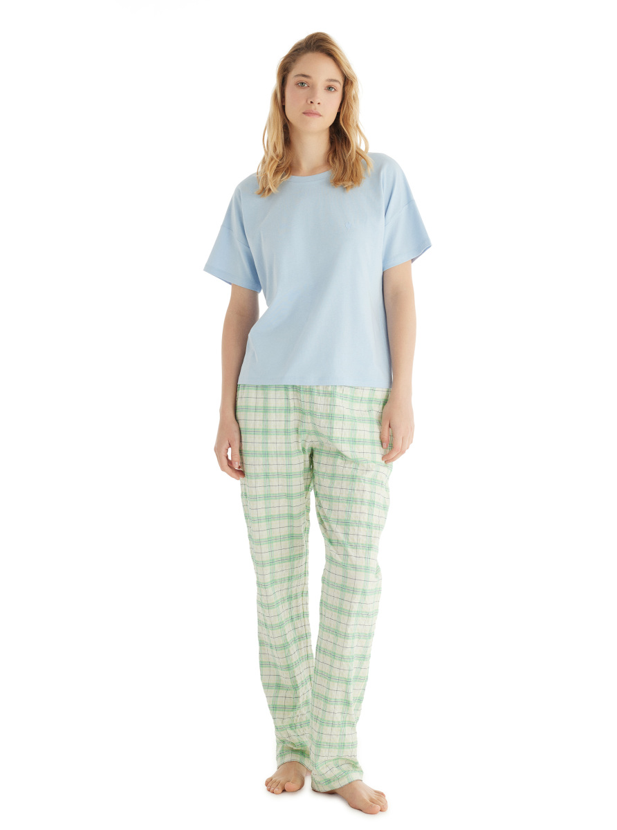 Kadın Pijama Altı 60546 - Kare Desenli - 4