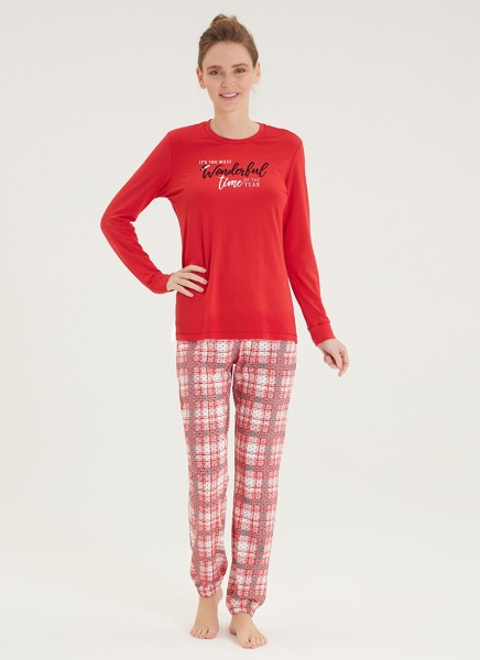 Kadın Pijama Takımı 50328 - Kırmızı - 1