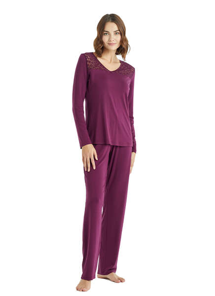 Kadın Pijama Takımı 50837 - Bordo - 1