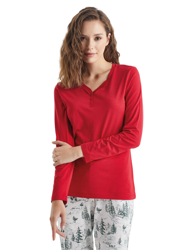 Kadın Pijama Takımı 51236 - Kırmızı - 3