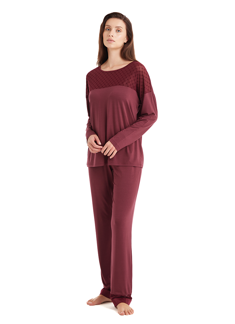 Kadın Pijama Takımı 51604 - Bordo - 1