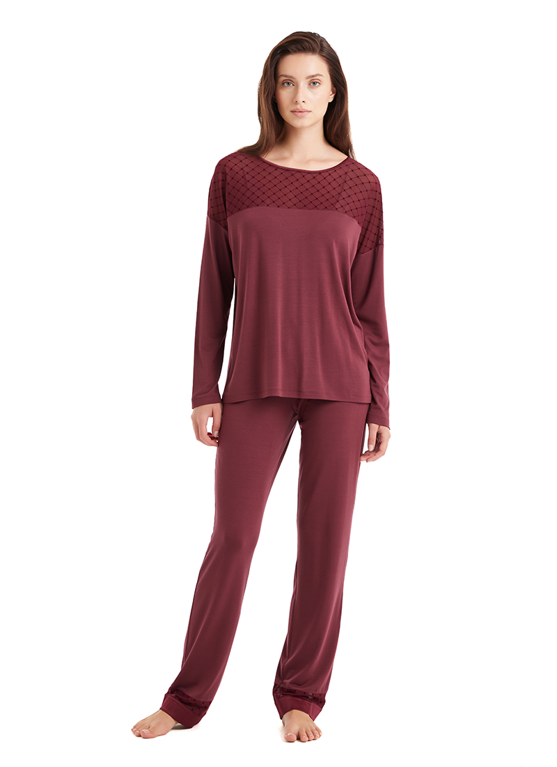 Kadın Pijama Takımı 51604 - Bordo - 2