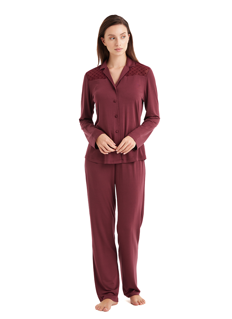 Kadın Pijama Takımı 51606 - Bordo - 1