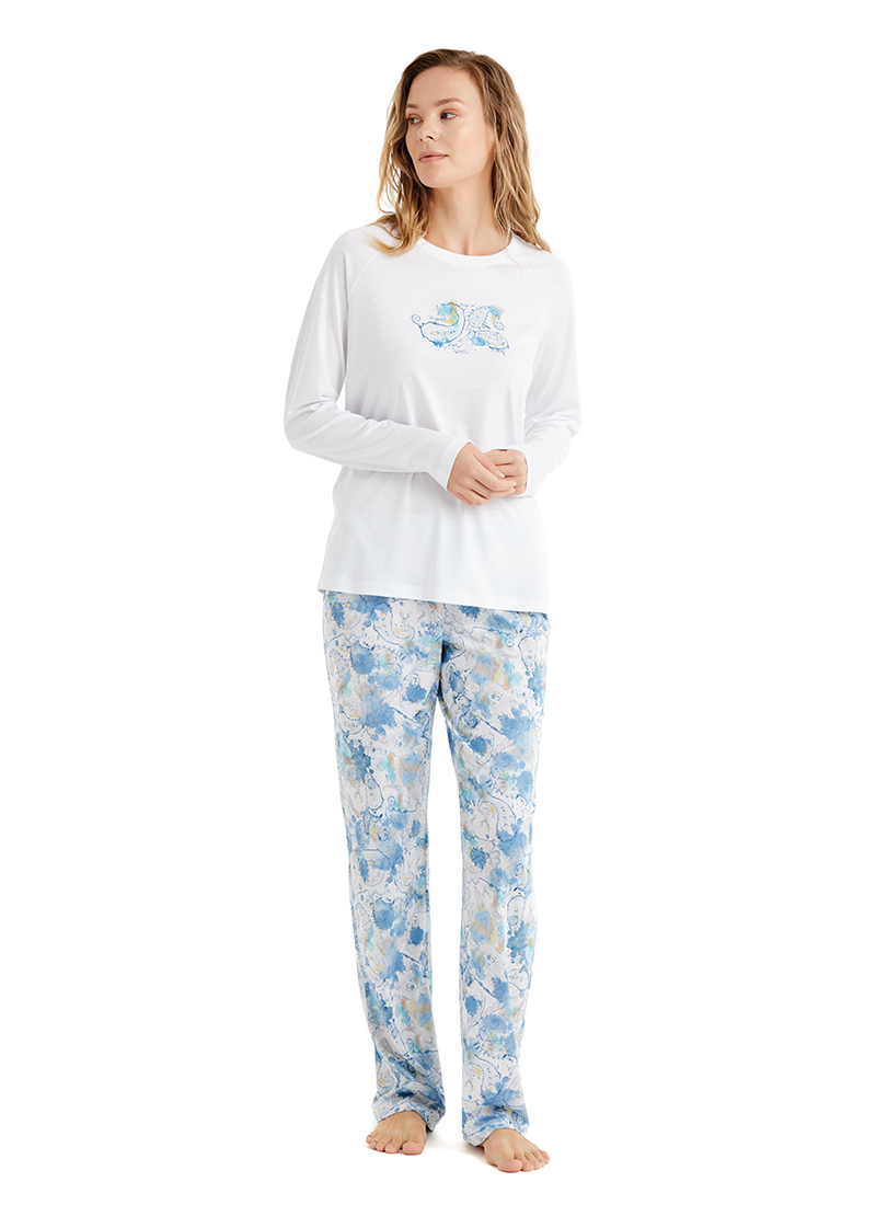 Kadın Pijama Takımı 51627 - Beyaz - 1