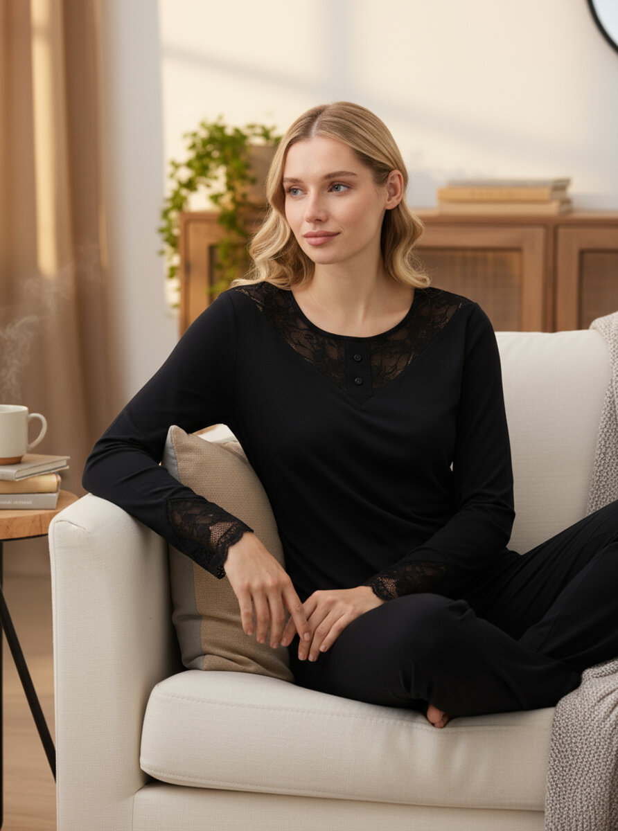 Kadın Pijama Takımı 51917 - Siyah - 1