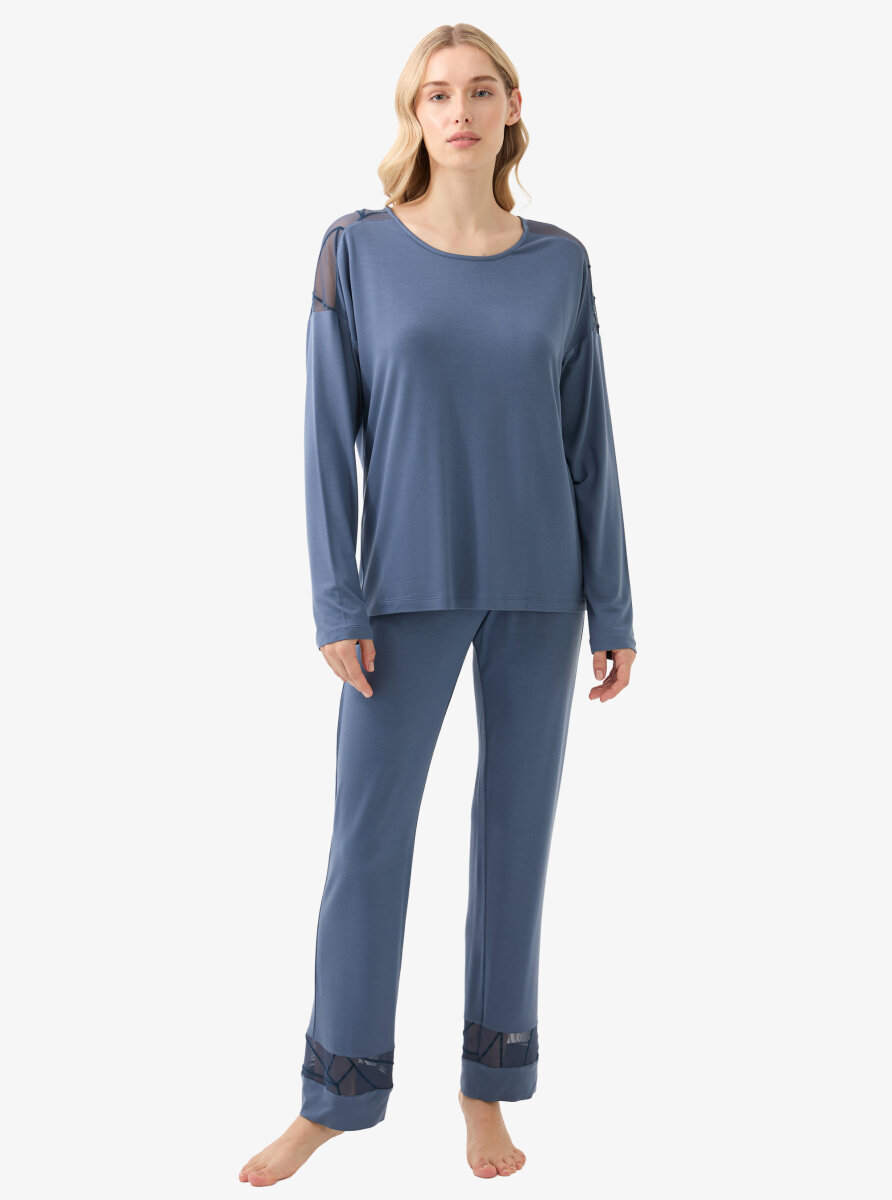 Kadın Pijama Takımı 51931 - Mavi - 2