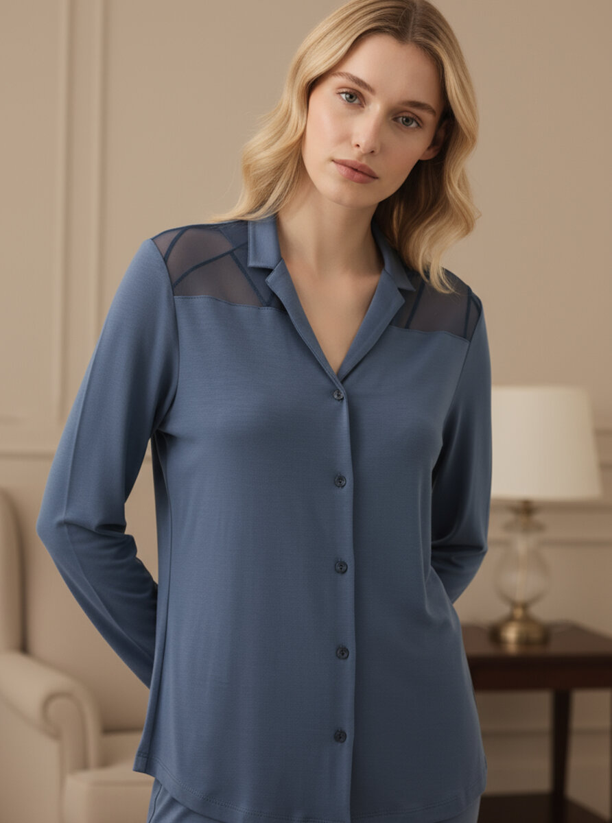 Kadın Pijama Takımı 51932 - Mavi - 5