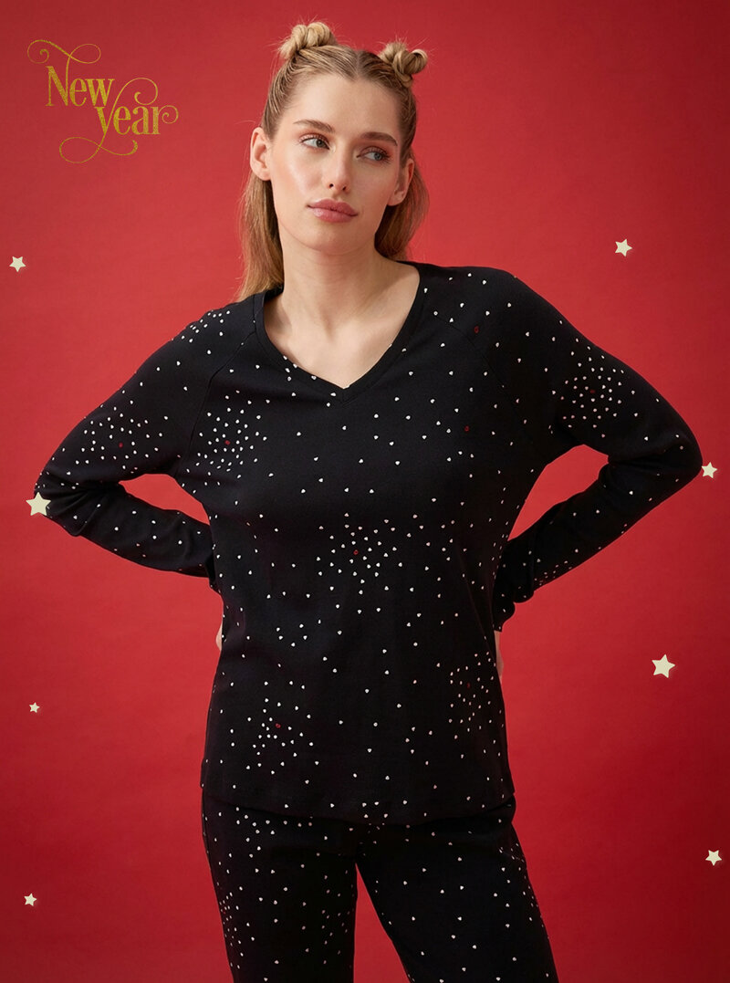 Kadın Pijama Takımı 51944 - Baskılı - Blackspade