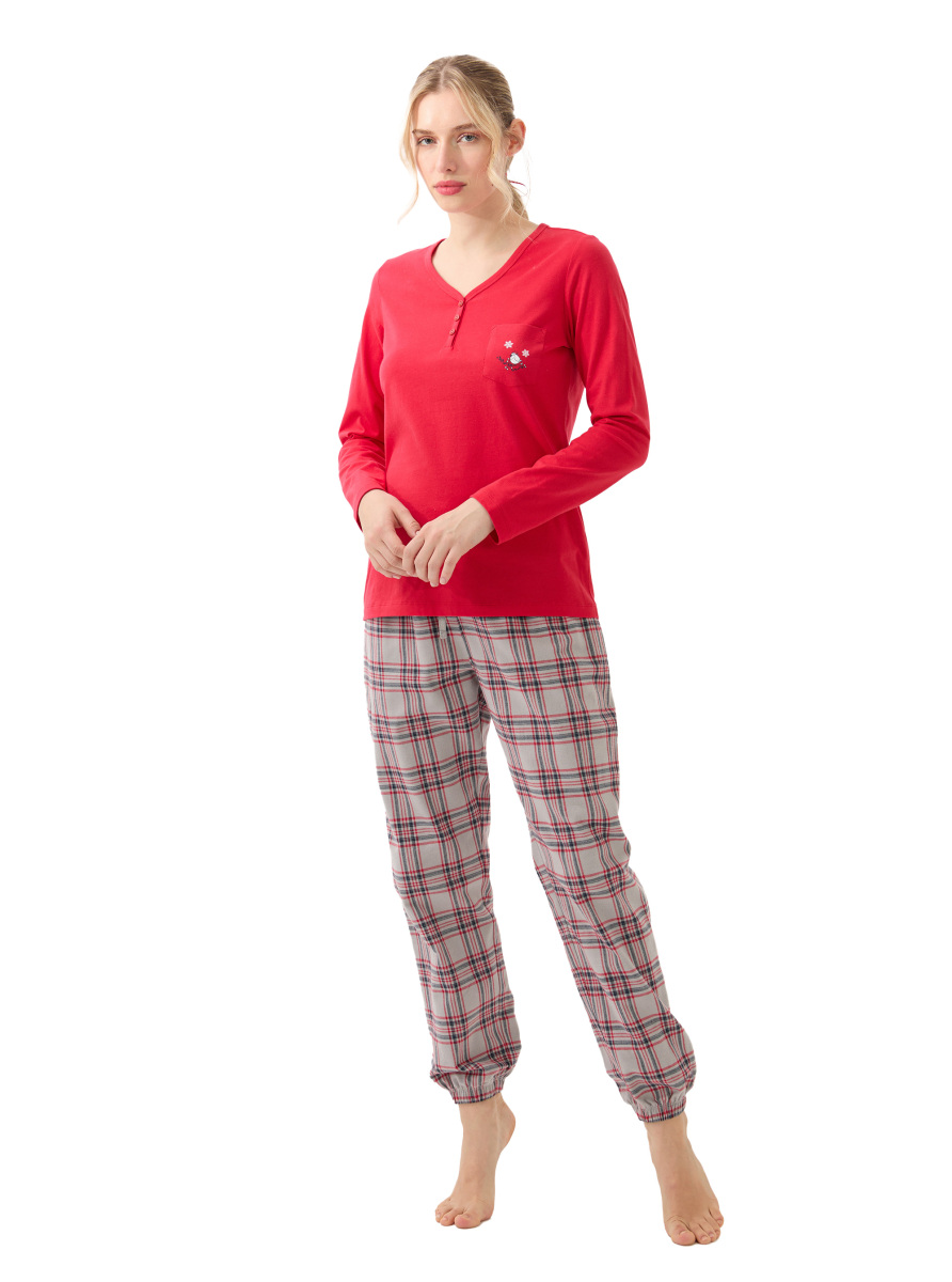 Kadın Pijama Takımı 51966 - Kırmızı - 4