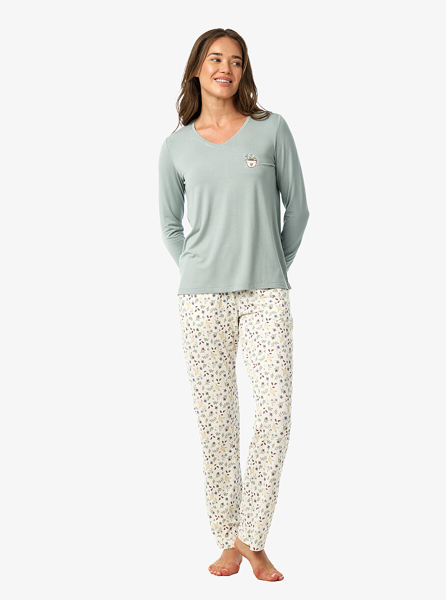 Kadın Pijama Takımı 52216 - Yeşil - Blackspade