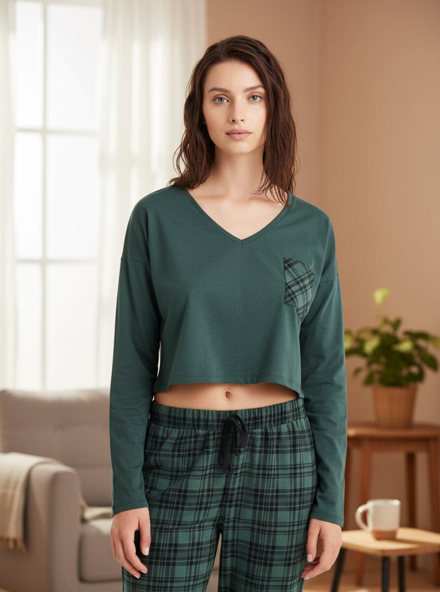 Kadın Pijama Takımı 60476 - Yeşil - Blackspade