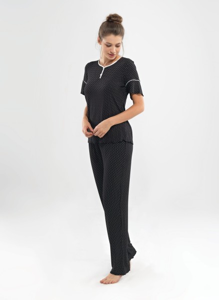 Kadın Pijama Takımı Puantiyeli - 6805 - Puantiyeli - 1