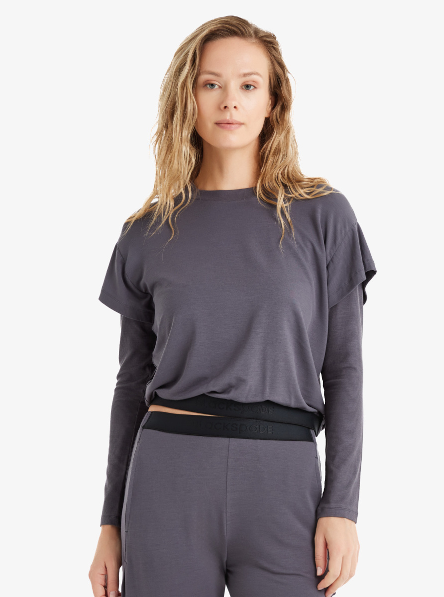 Kadın Pijama Üstü 51641 - Antrasit - Blackspade