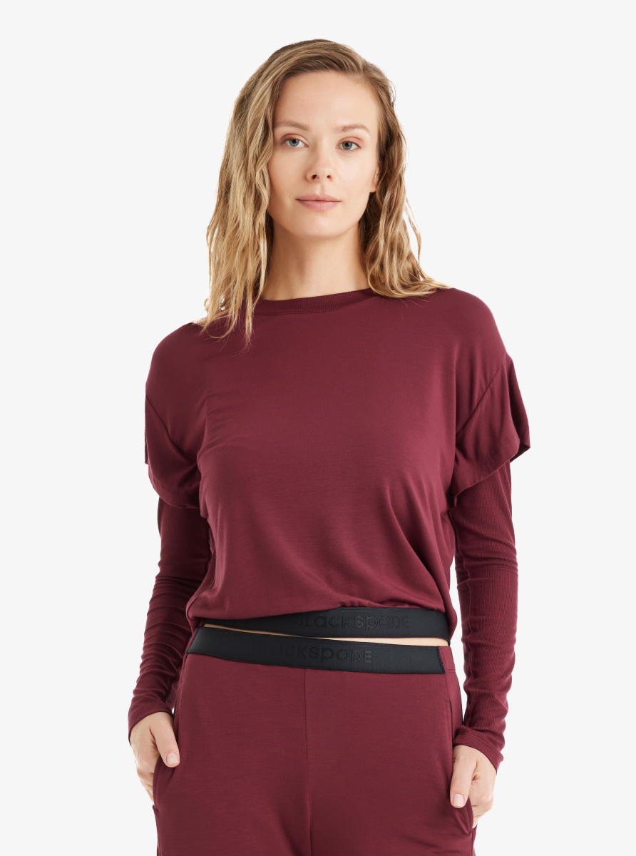 Kadın Pijama Üstü 51641 - Bordo - Blackspade