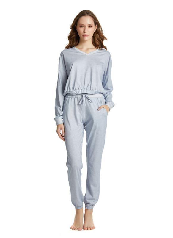 Kadın Pijama Üstü 60335 - Mavi - Blackspade