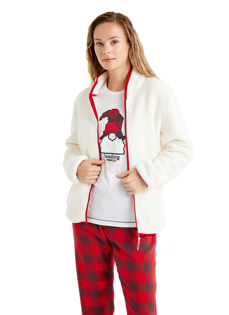 Kadın Polar Sweatshirt 51624 - Krem - 3