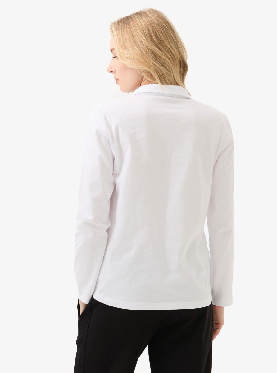 Kadın Polo Yaka T-Shirt 60582 - Beyaz - 3