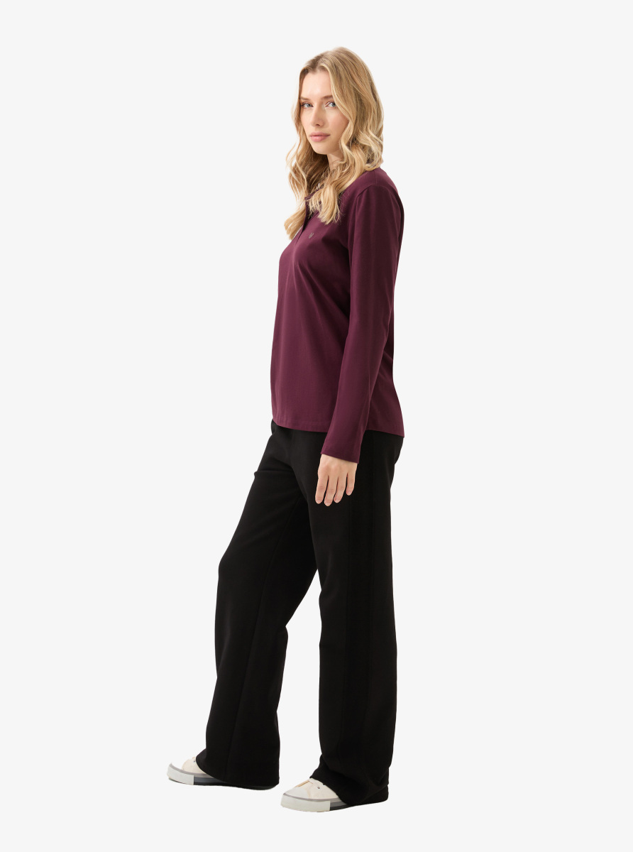 Kadın Polo Yaka T-Shirt 60582 - Bordo - 5