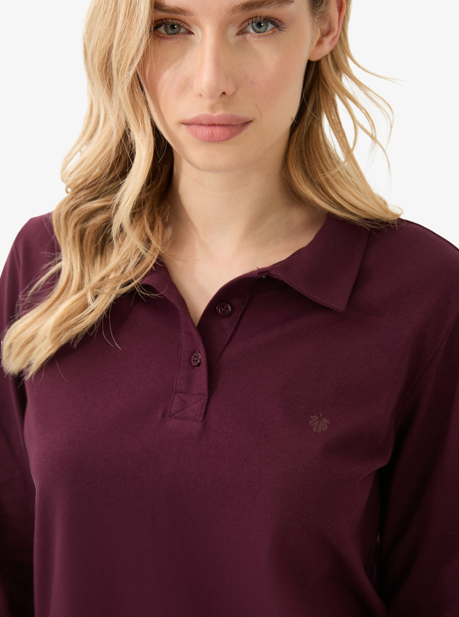 Kadın Polo Yaka T-Shirt 60582 - Bordo - 1