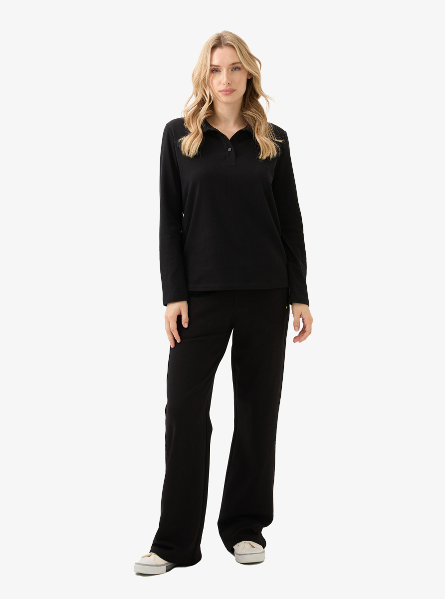 Kadın Polo Yaka T-Shirt 60582 - Siyah - 4