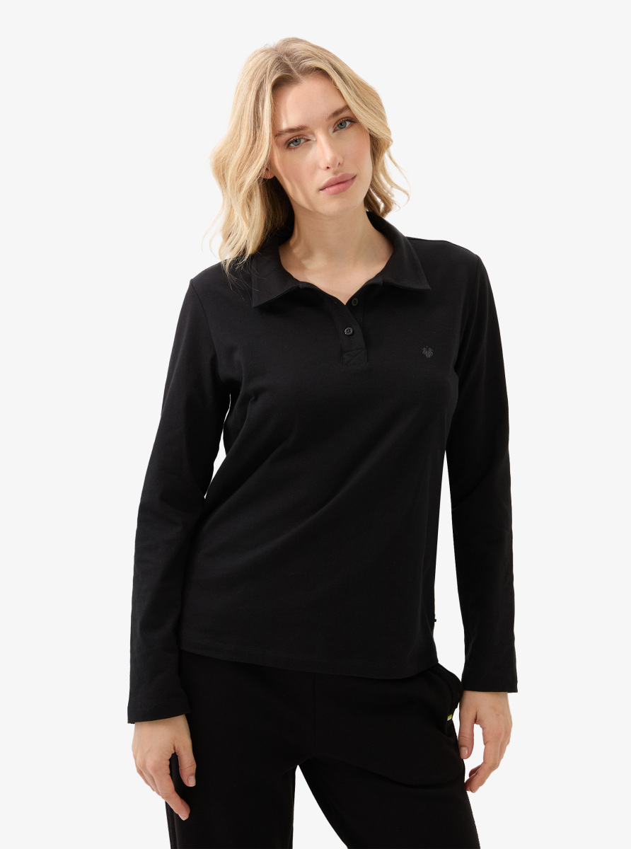 Kadın Polo Yaka T-Shirt 60582 - Siyah - Blackspade