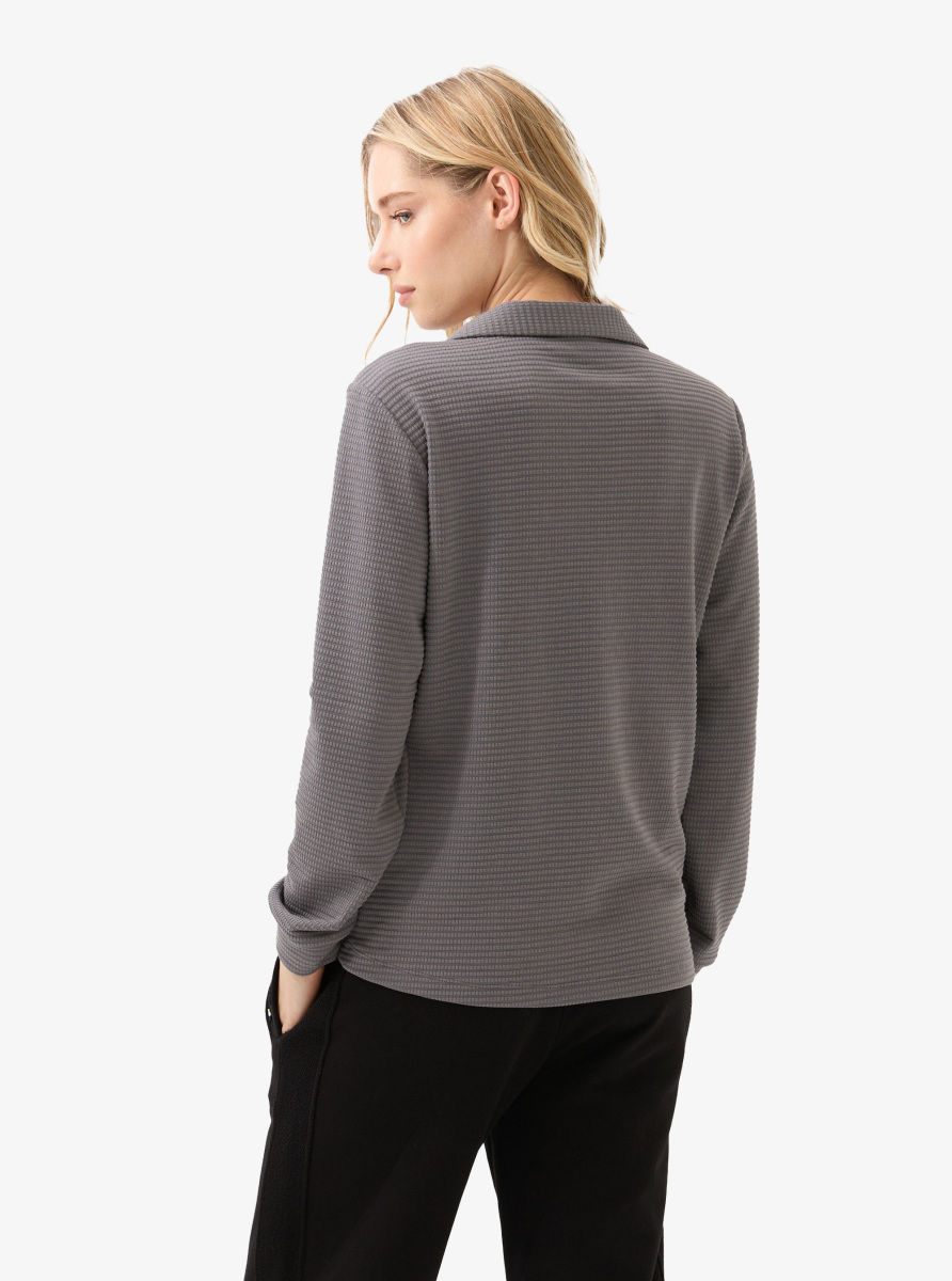 Kadın Polo Yaka T-Shirt 60598 - Antrasit - 2