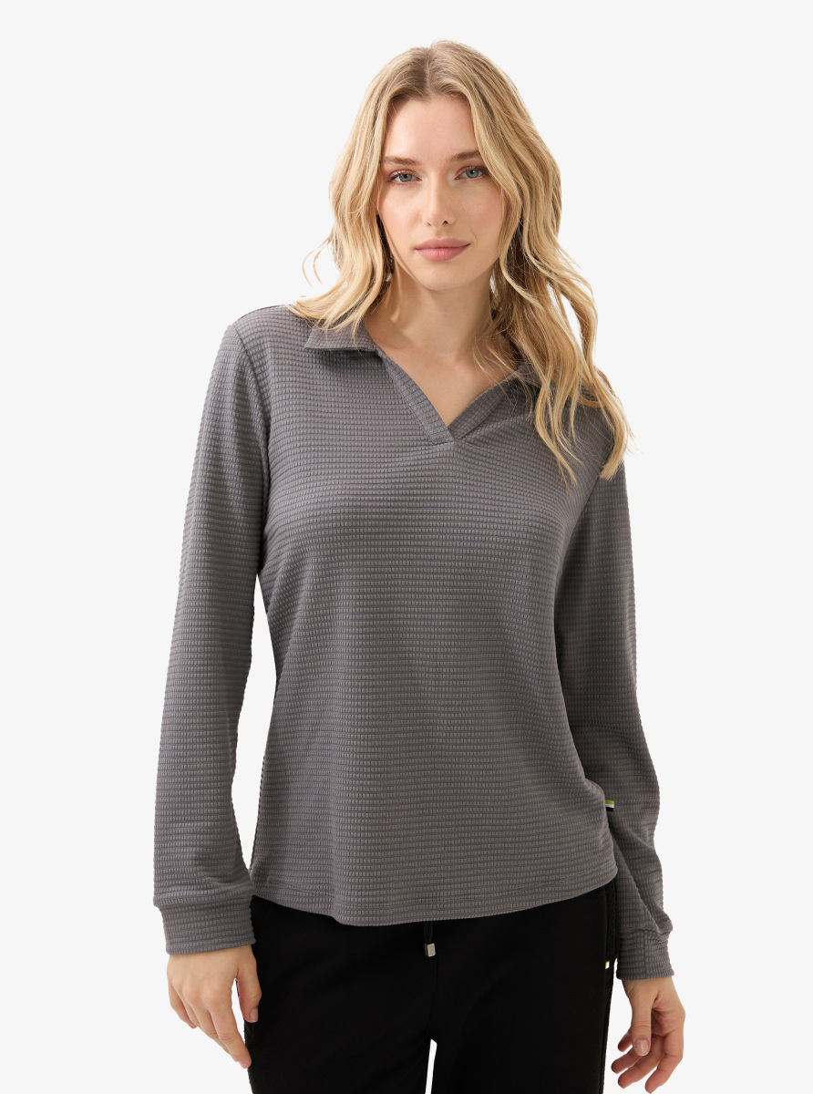 Kadın Polo Yaka T-Shirt 60598 - Antrasit - 1