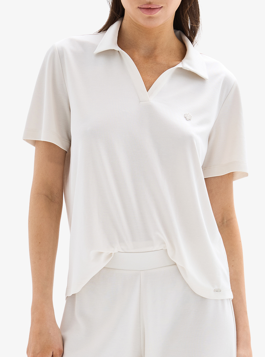 Kadın Polo Yaka T-Shirt 60623 - Krem - 1