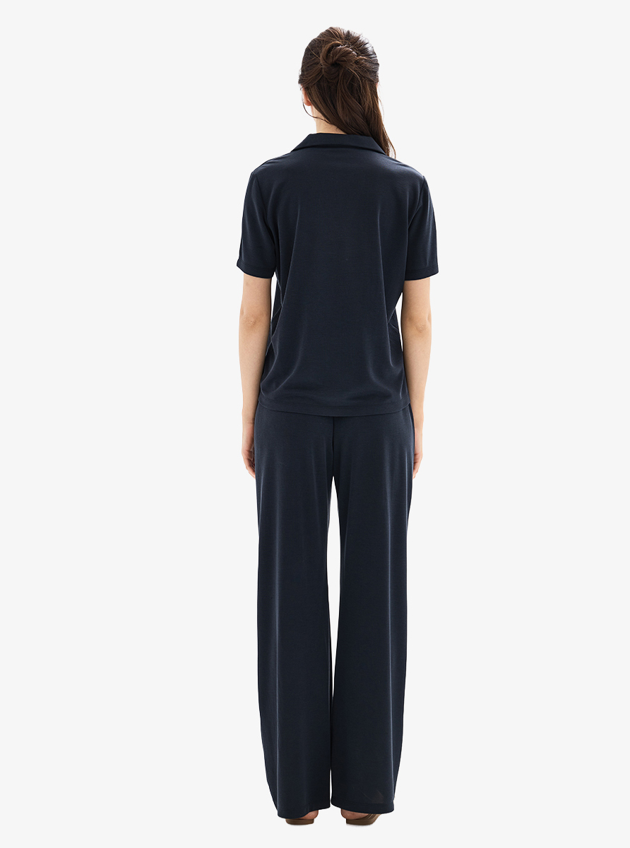 Kadın Polo Yaka T-Shirt 60623 - Siyah - 6