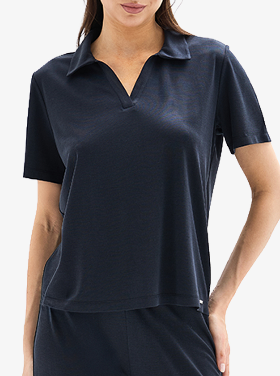 Kadın Polo Yaka T-Shirt 60623 - Siyah - 1