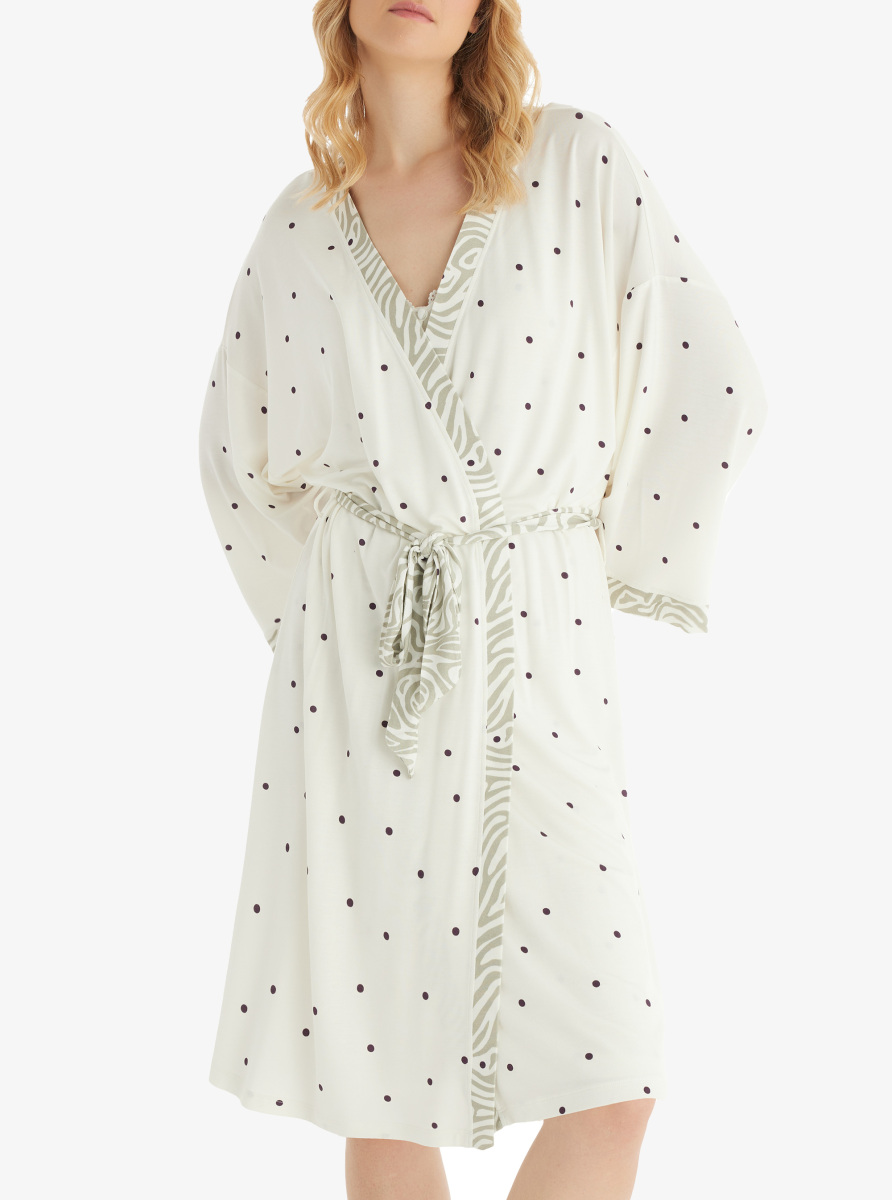 Kadın Sabahlık 51855 - Puantiye Baskılı - 1