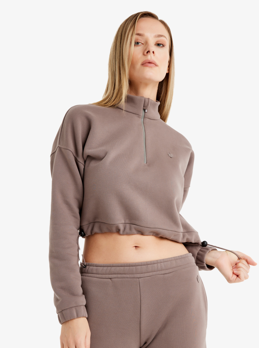 Kadın Sweatshirt 60462 - Vizon - 1